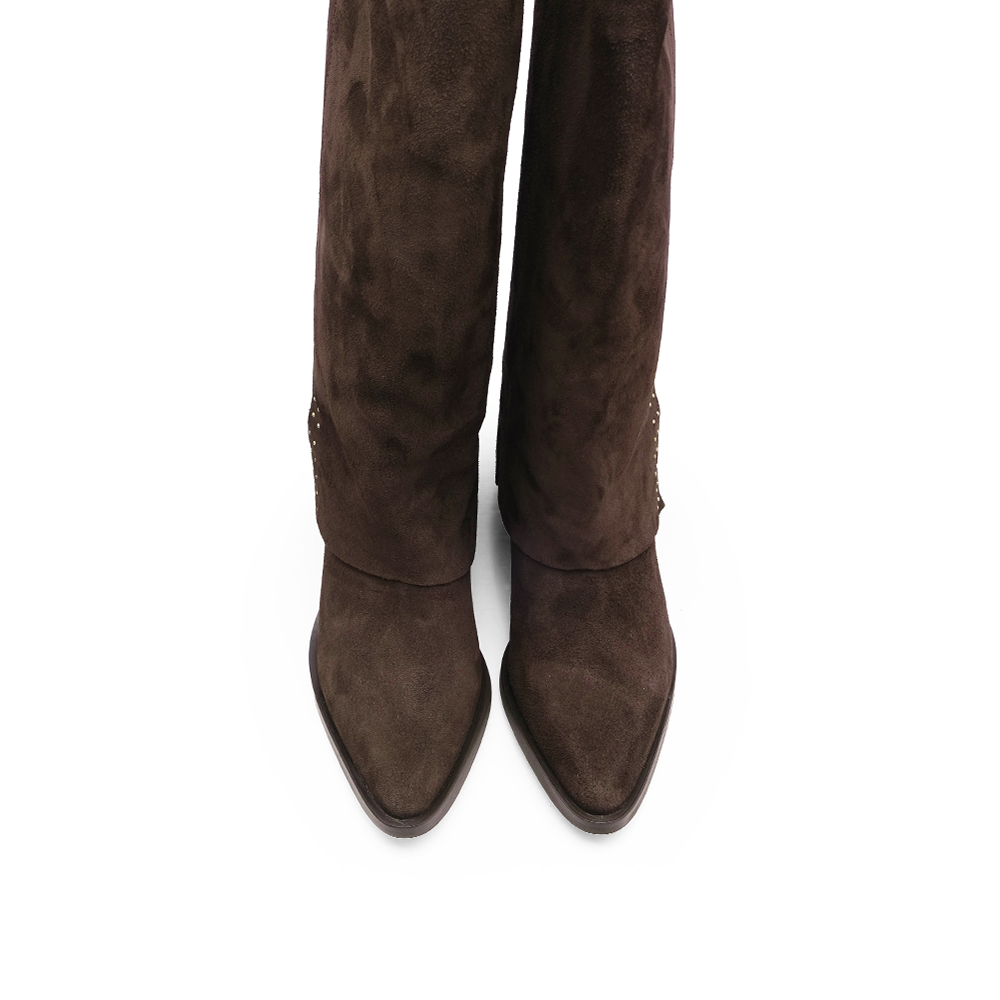 Bota Cano Alto Mulher Camurça Castanho