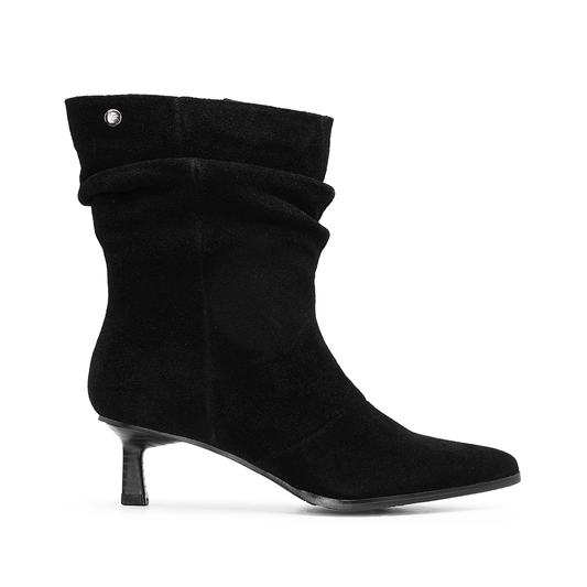 Bota Salto Médio Mulher Camurça Preto
