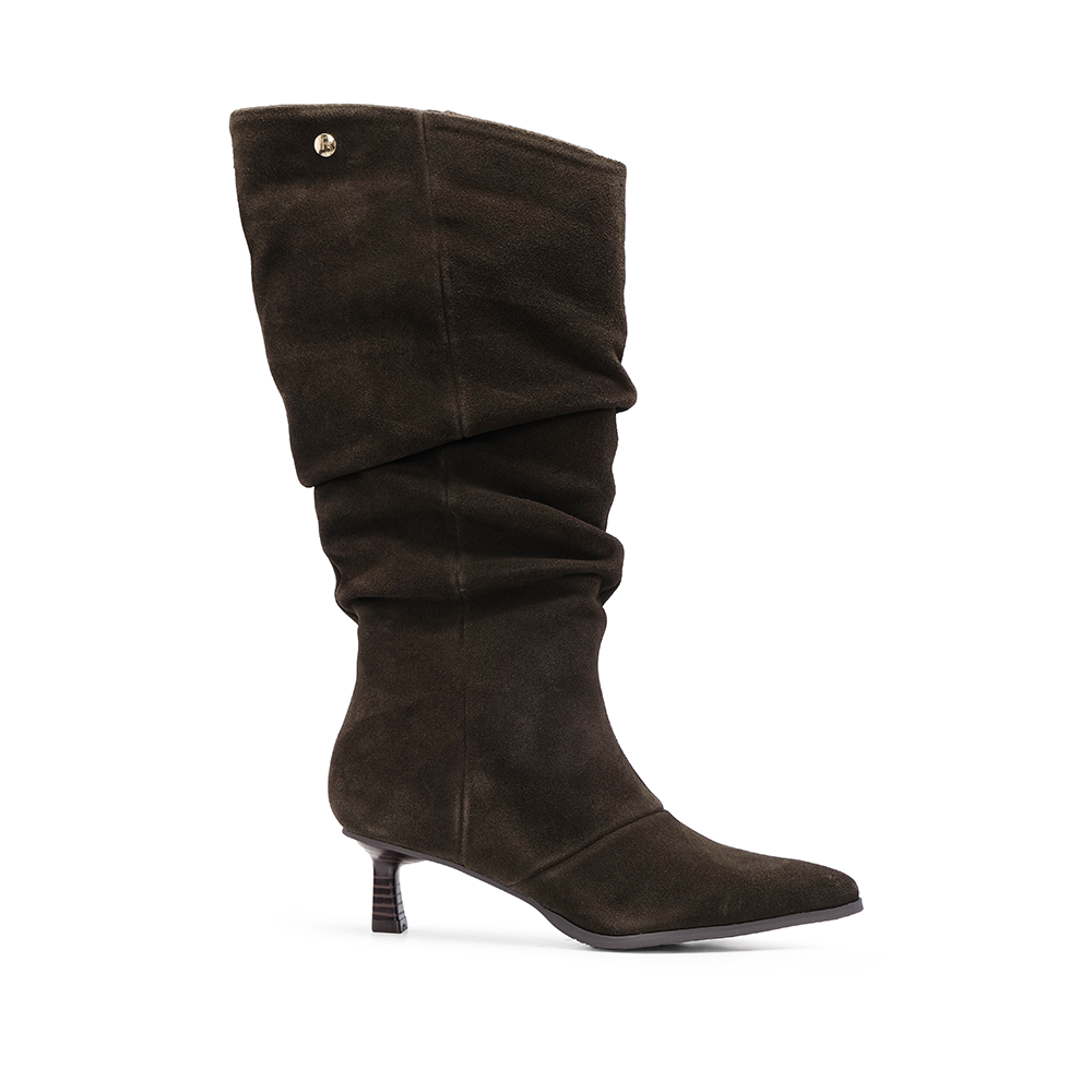 Bota Cano Alto Mulher Camurça Castanho