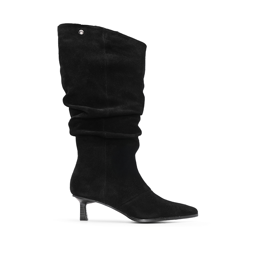 Bota Cano Alto Mulher Camurça Preto