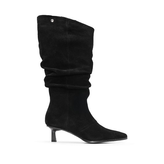 Bota Cano Alto Mulher Camurça Preto