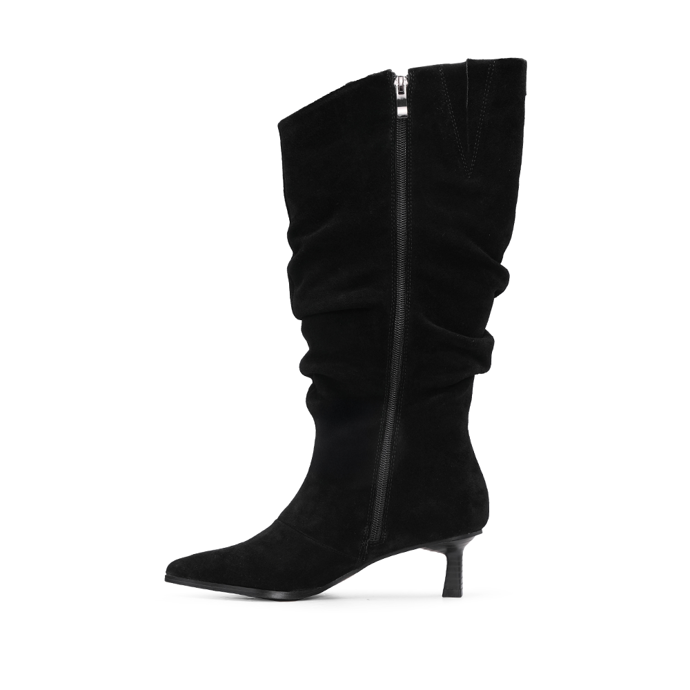 Bota Cano Alto Mulher Camurça Preto