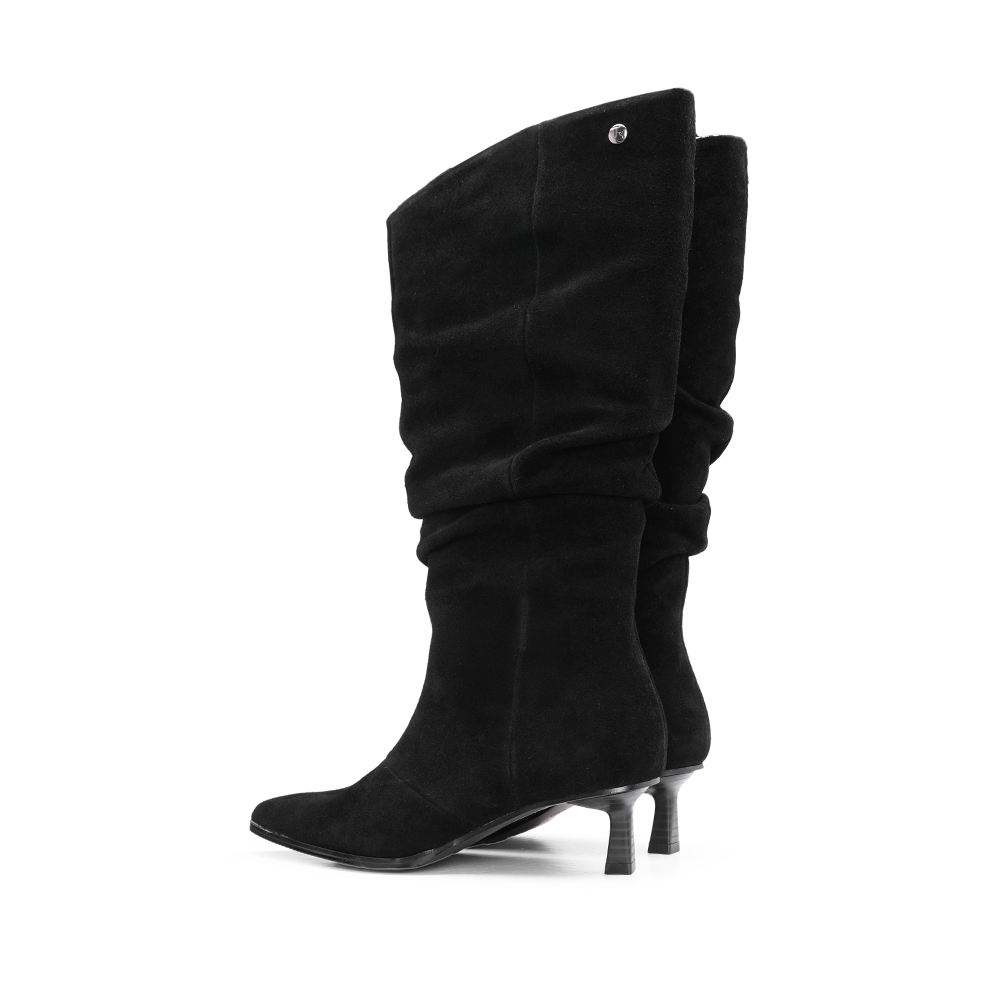 Bota Cano Alto Mulher Camurça Preto