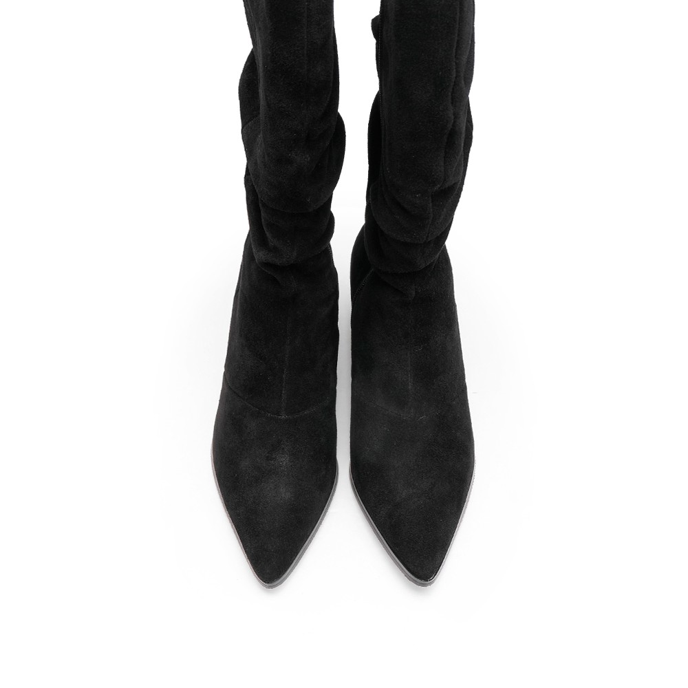 Bota Cano Alto Mulher Camurça Preto