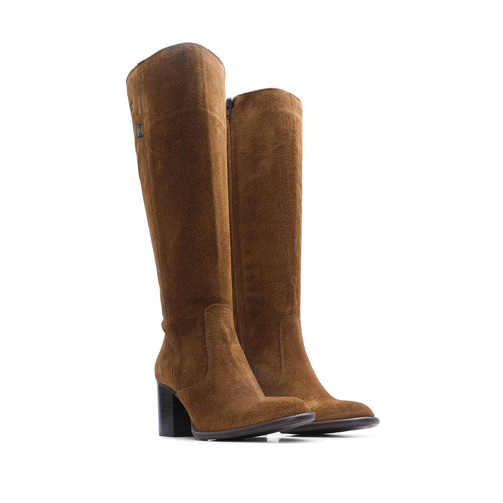 Bota Cano Alto Mulher Camurça Camel