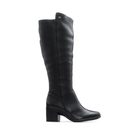 Women's Mid-Heel Boot, Black Leather