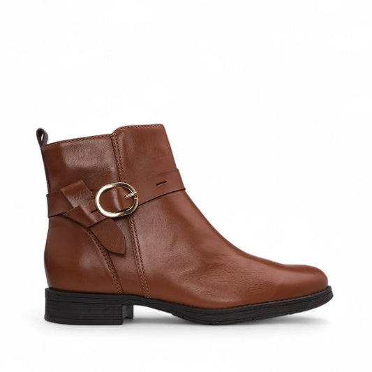 Botim Salto Raso Mulher Pele Cognac