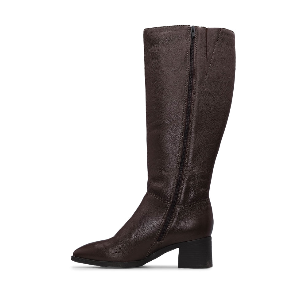 Bota Salto Médio Mulher Pele Castanho