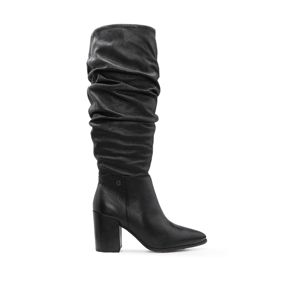 Bota Cano Alto Mulher Pele Preto