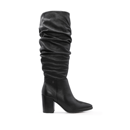 Bota Cano Alto Mulher Pele Preto