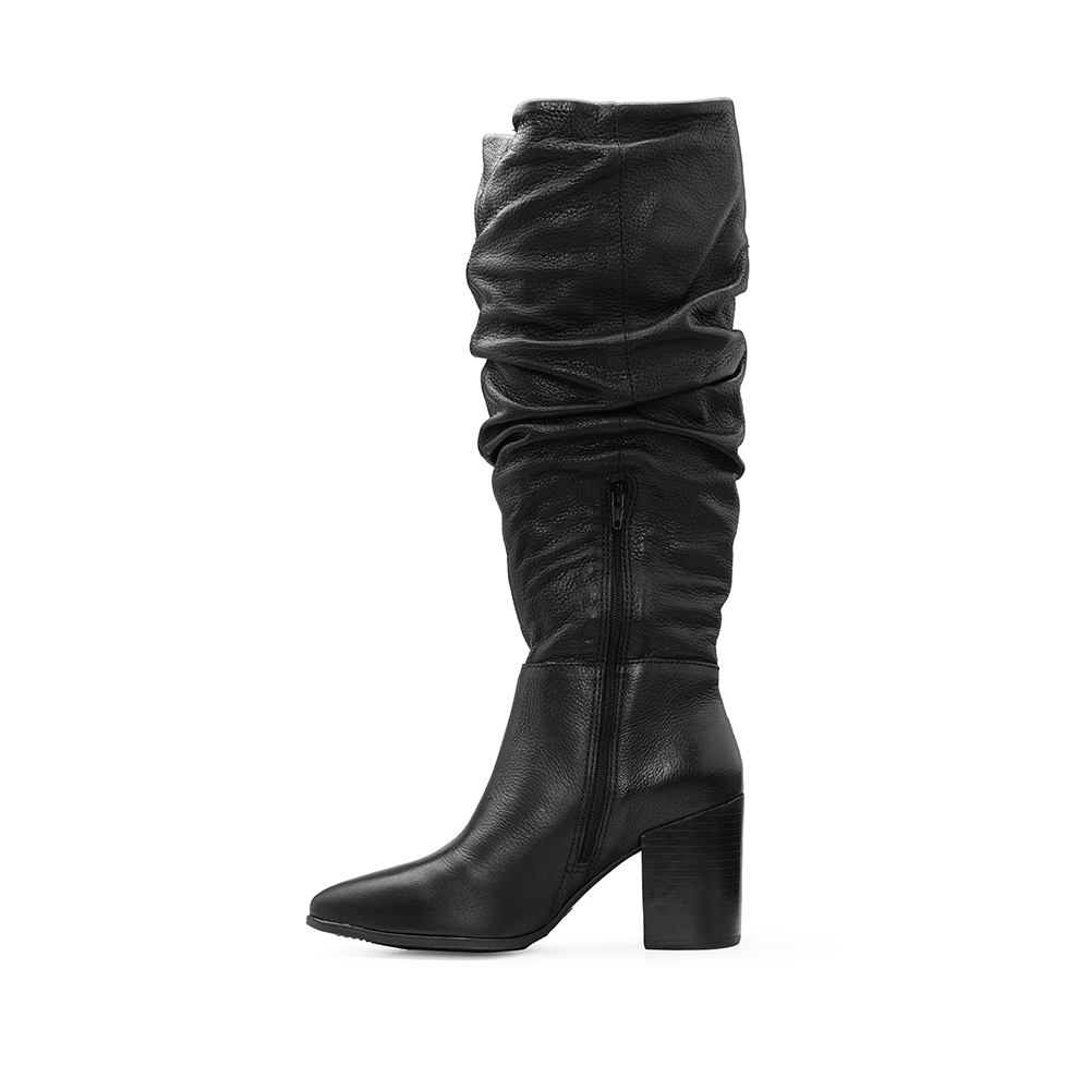 Bota Cano Alto Mulher Pele Preto