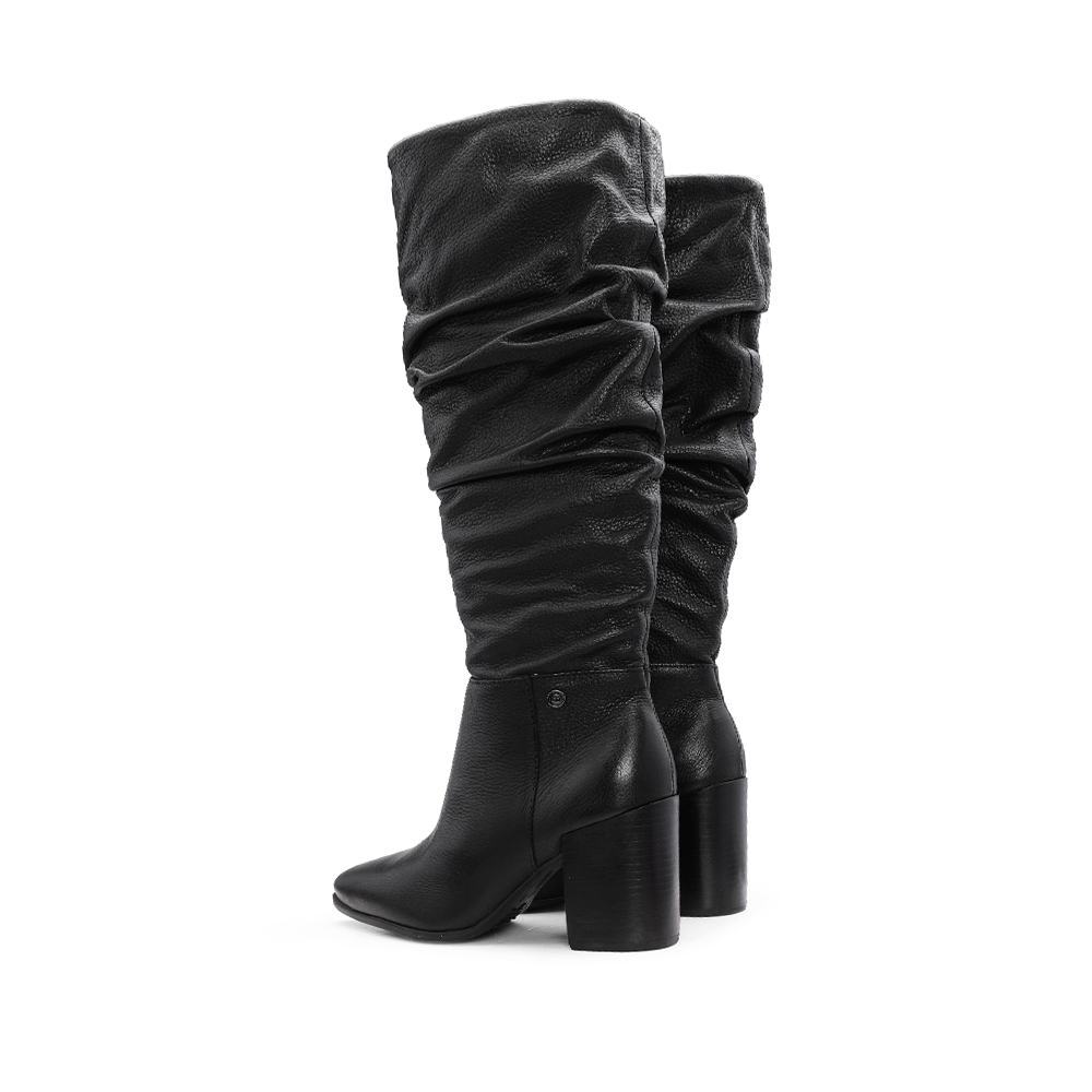 Bota Cano Alto Mulher Pele Preto