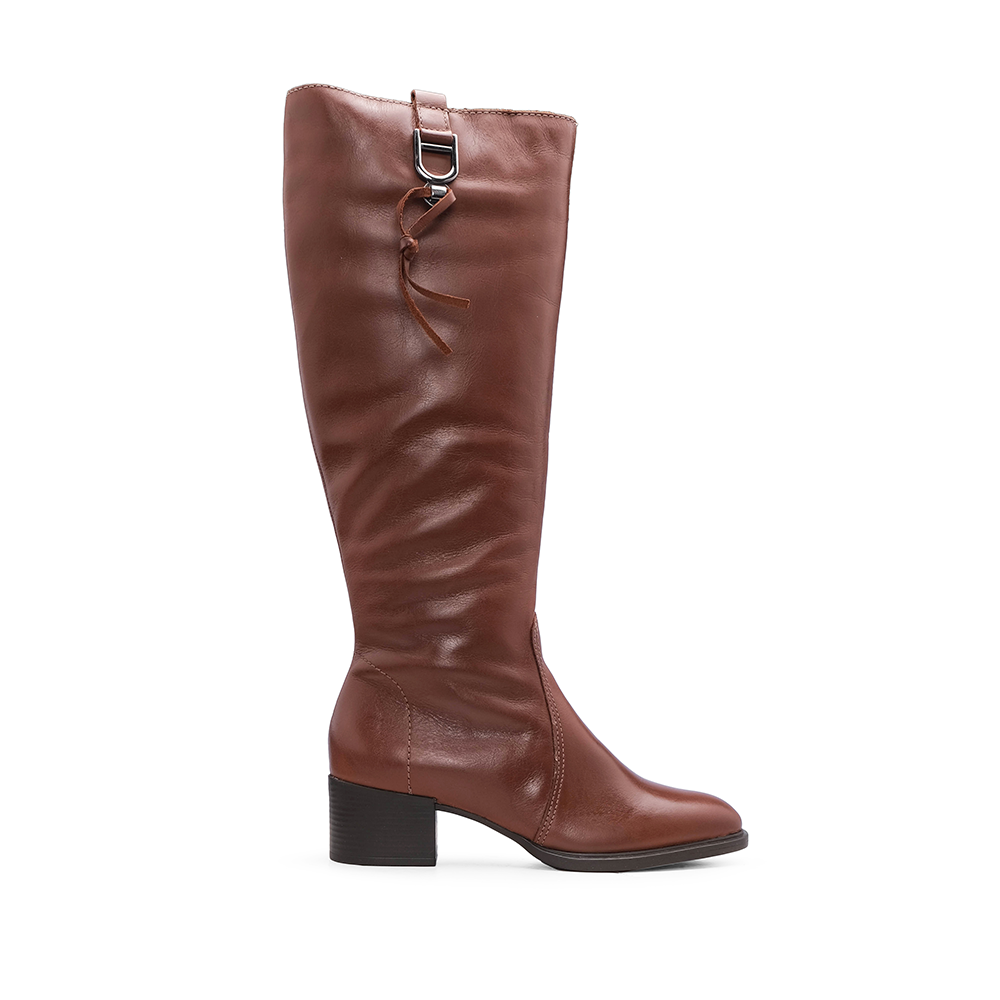 Bota Cano Alto Mulher Pele Cognac