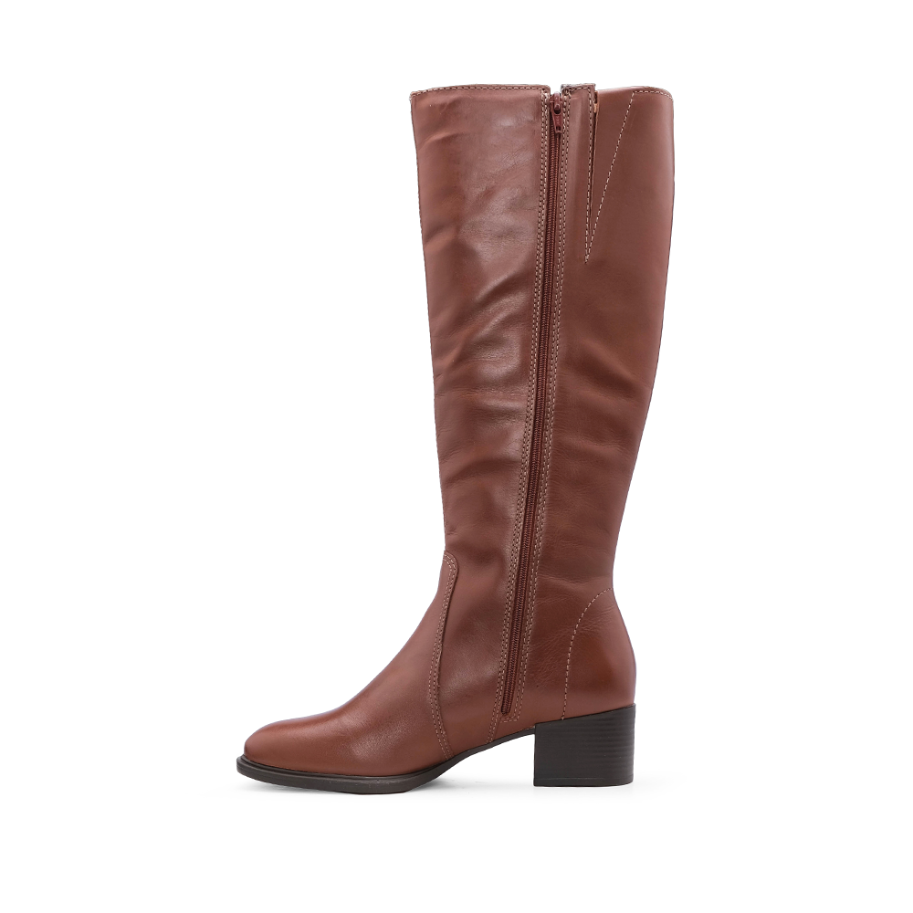 Bota Cano Alto Mulher Pele Cognac