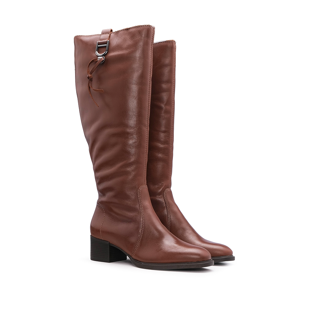 Bota Cano Alto Mulher Pele Cognac
