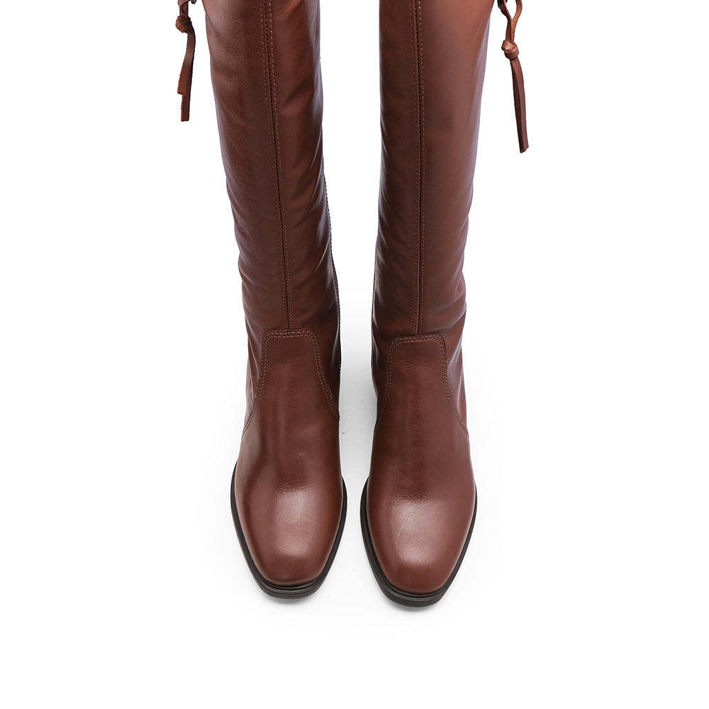 Bota Cano Alto Mulher Pele Cognac