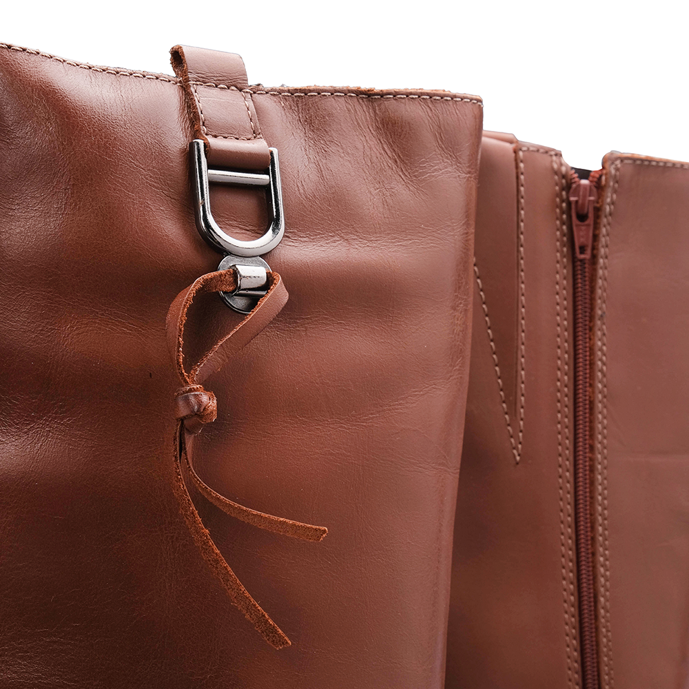 Bota Cano Alto Mulher Pele Cognac
