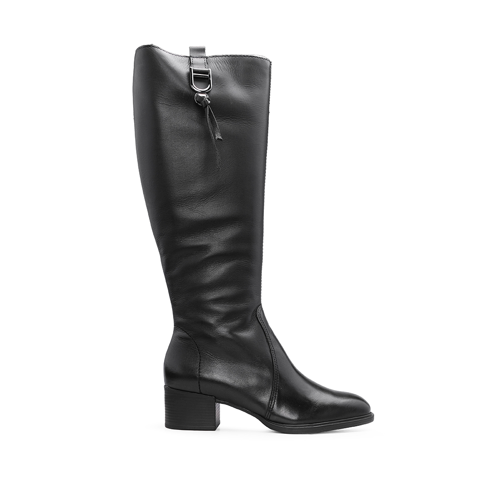Bota Cano Alto Mulher Pele Preto