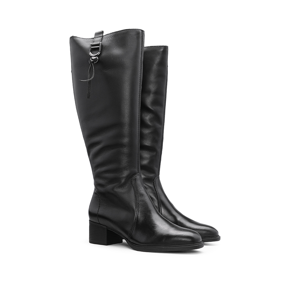 Bota Cano Alto Mulher Pele Preto