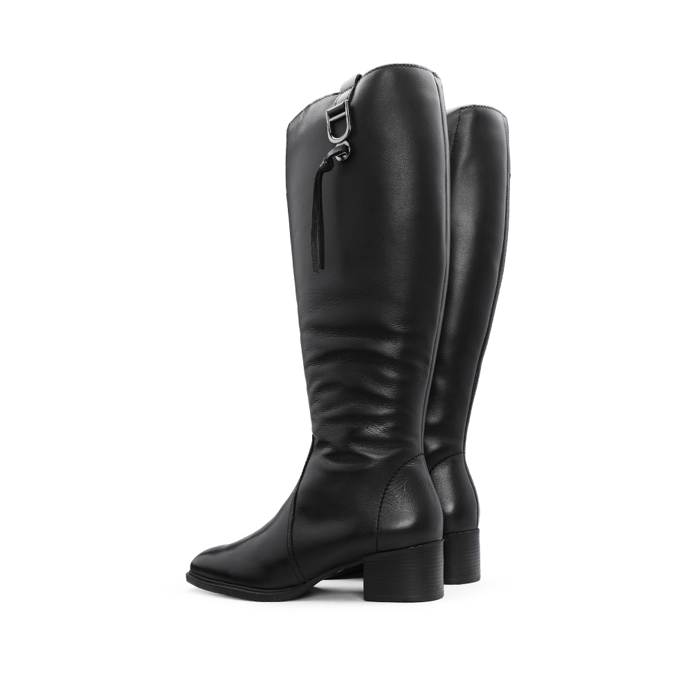 Bota Cano Alto Mulher Pele Preto