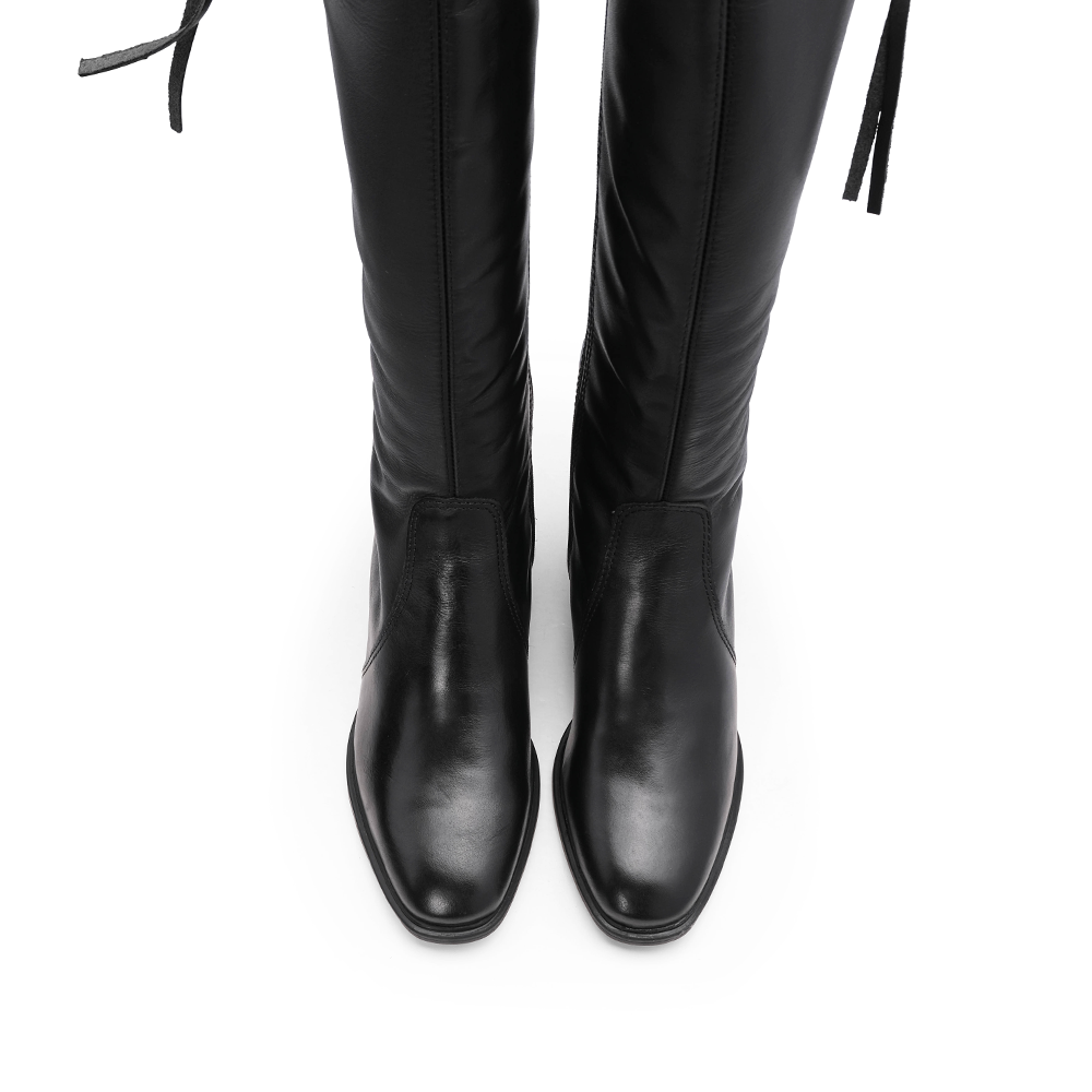Bota Cano Alto Mulher Pele Preto