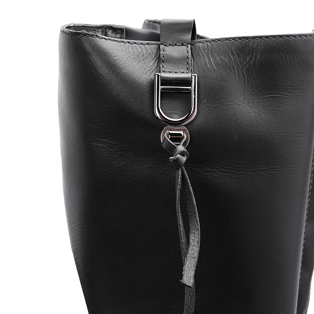 Bota Cano Alto Mulher Pele Preto
