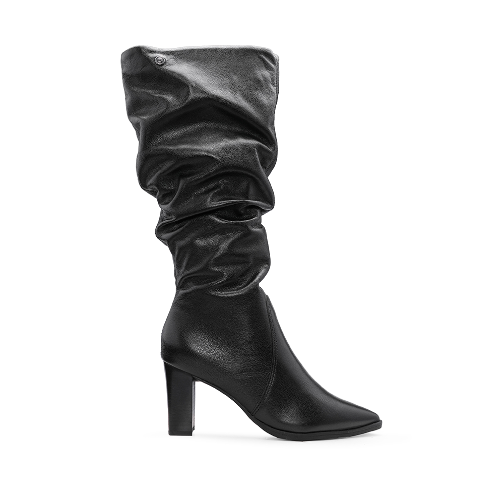 Bota Cano Alto Mulher Pele Preto