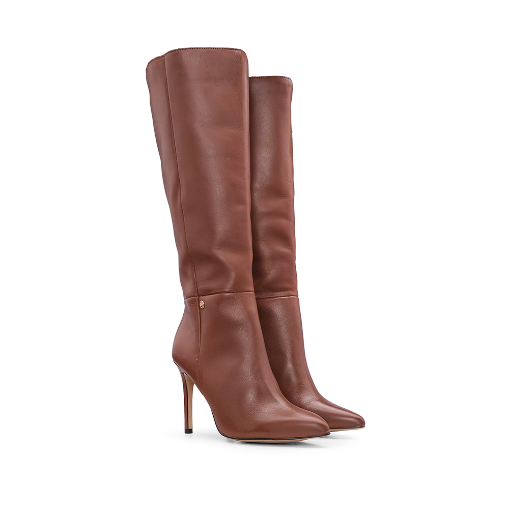 Bota Cano Alto Mulher Pele Cognac
