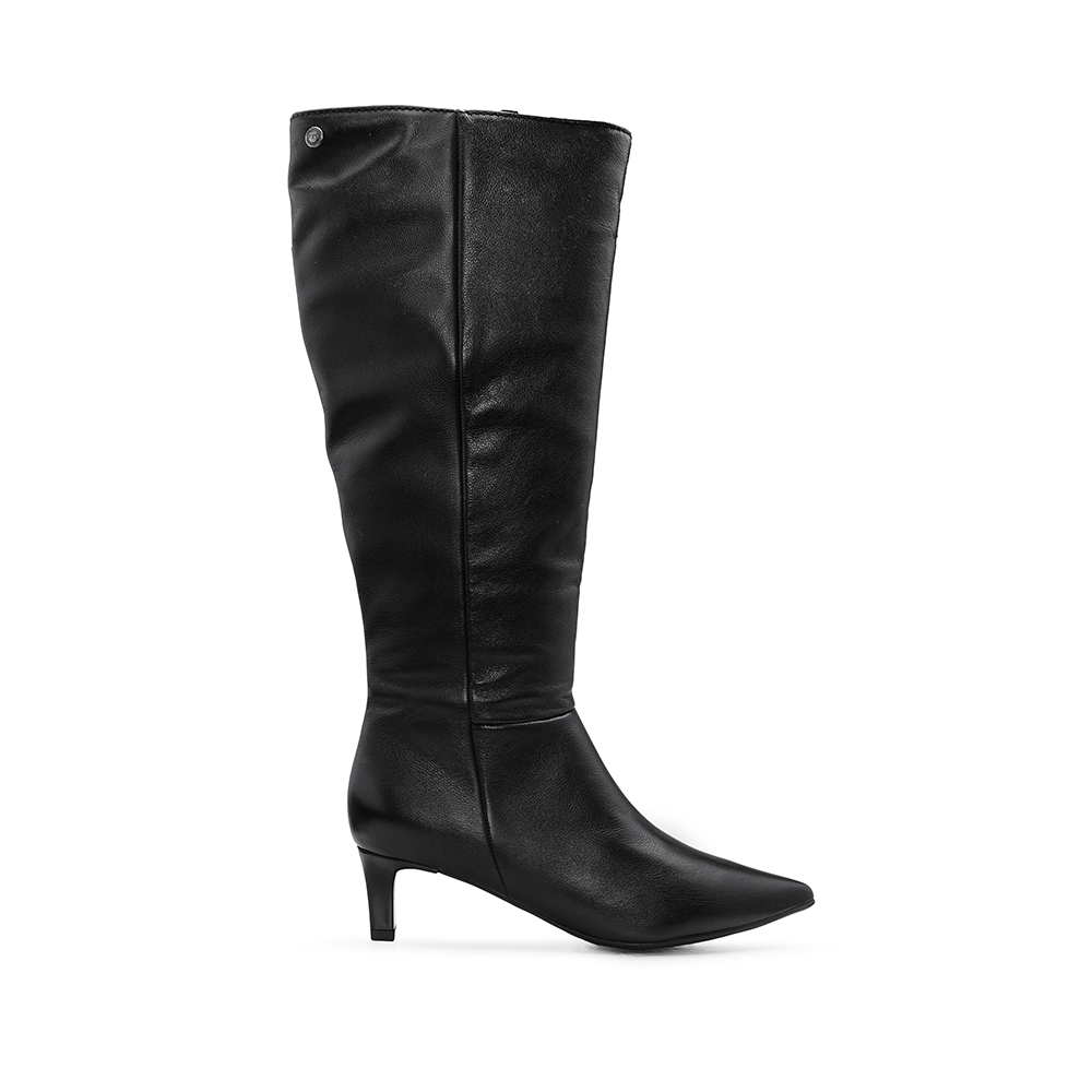 Bota Cano Alto Mulher Pele Preto