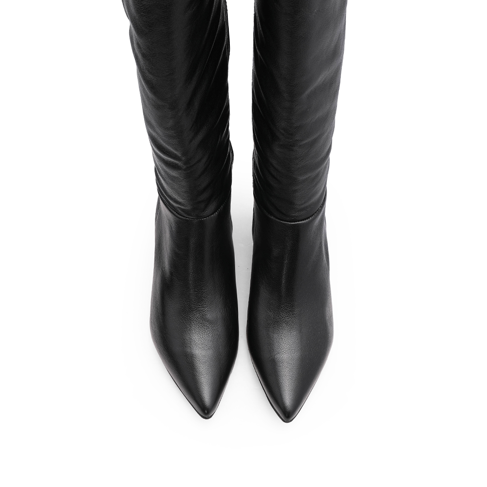 Bota Cano Alto Mulher Pele Preto
