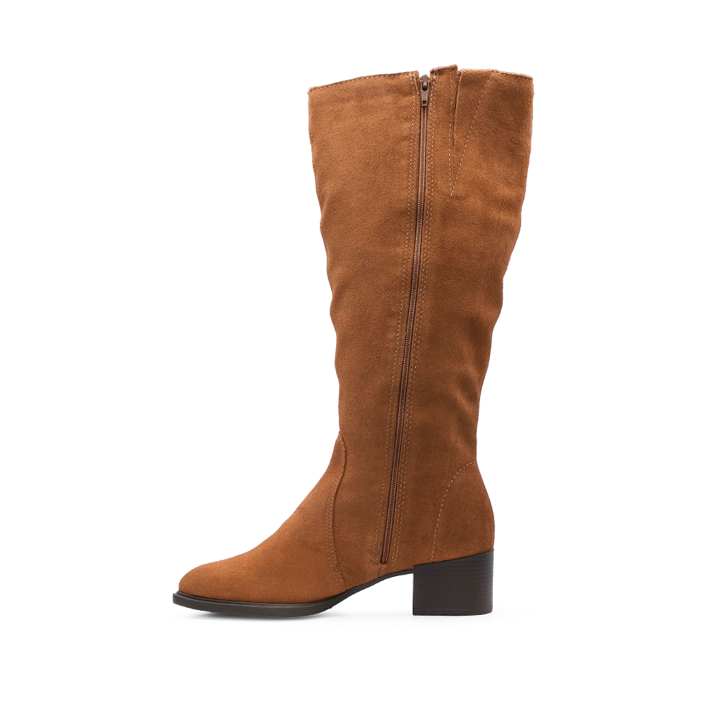 Bota Cano Alto Mulher Camurça Camel