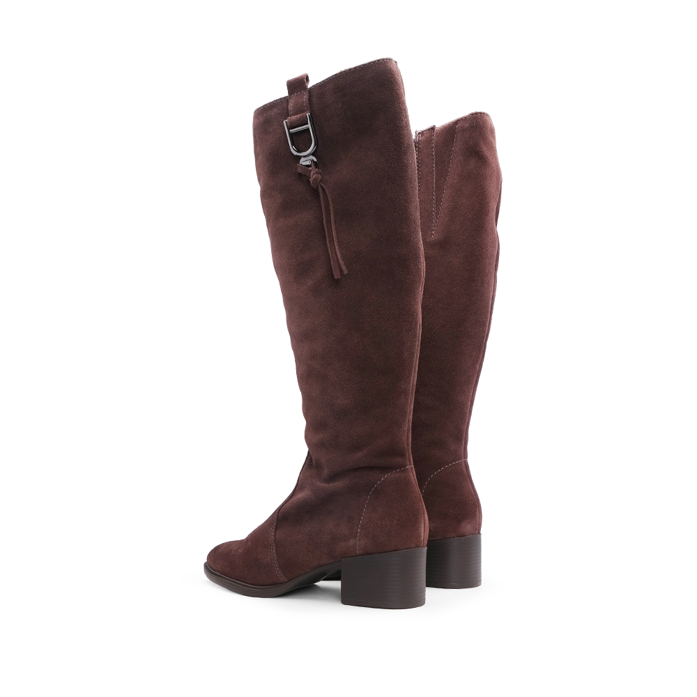 Bota Cano Alto Mulher Camurça Castanho