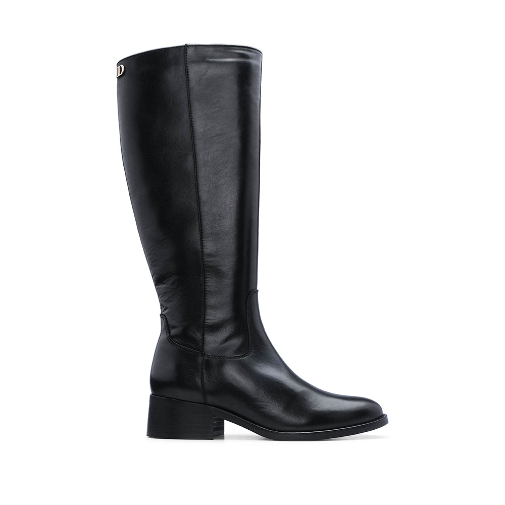 Bota Cano Alto Mulher Pele Preto