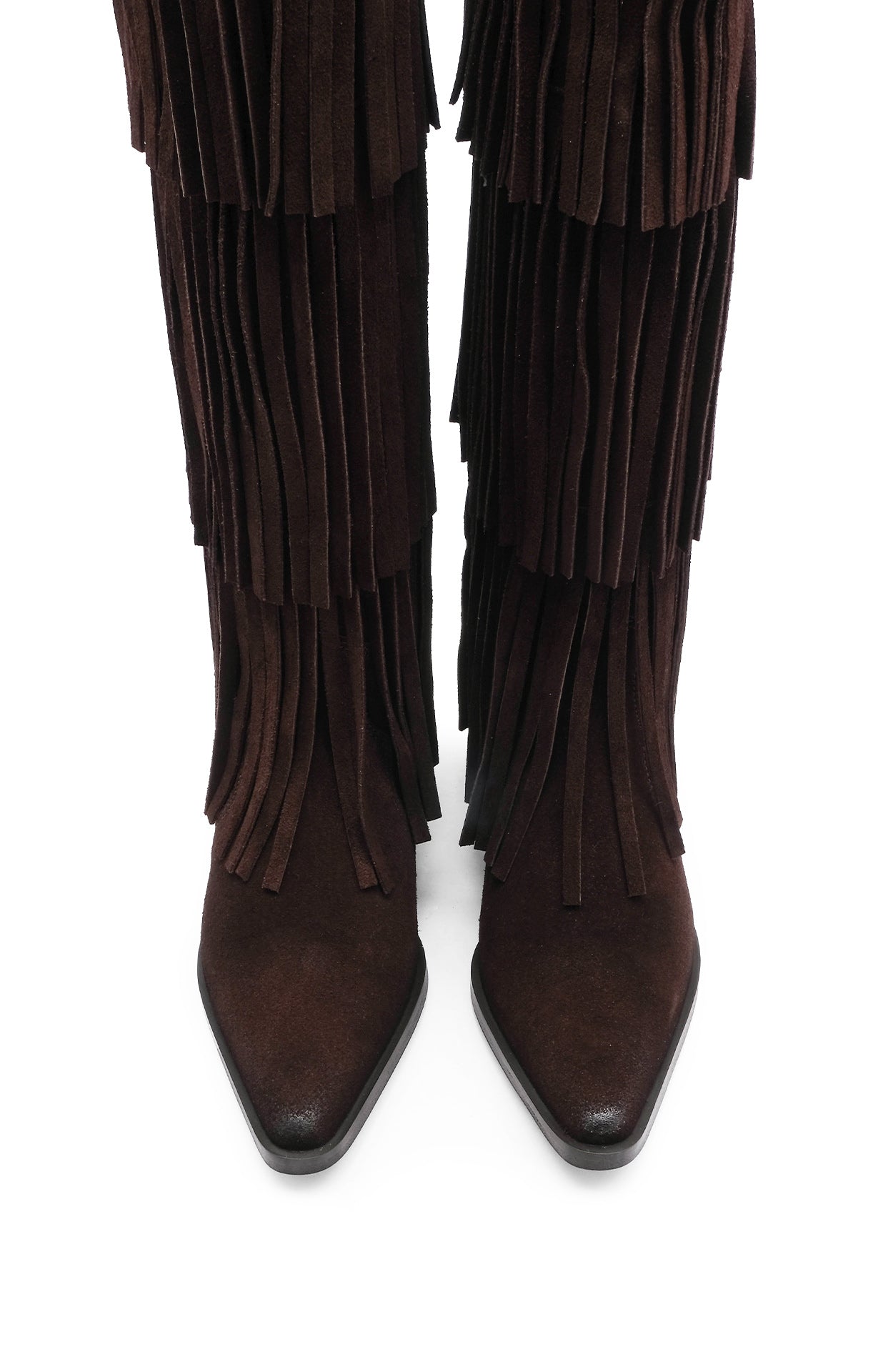 Bota Cano Alto Mulher Camurça Castanho