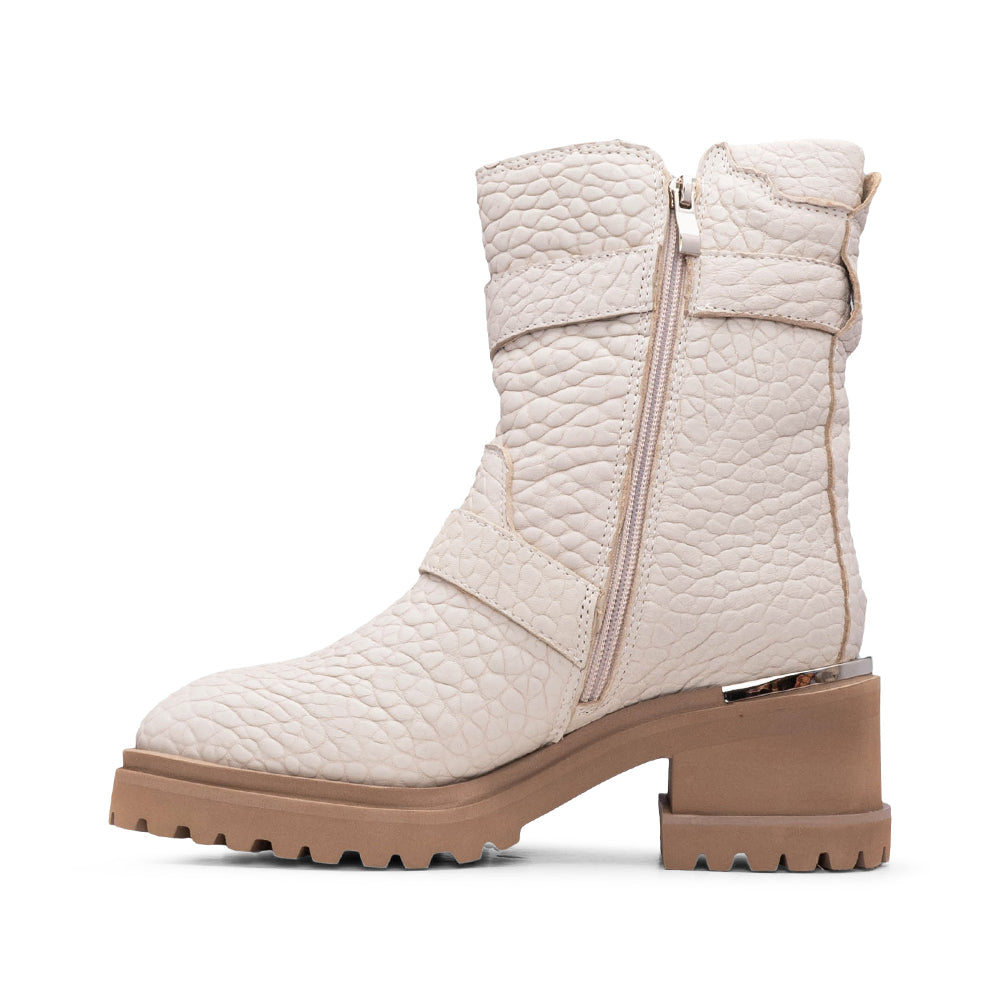Bota Casual Mulher Pele Bege