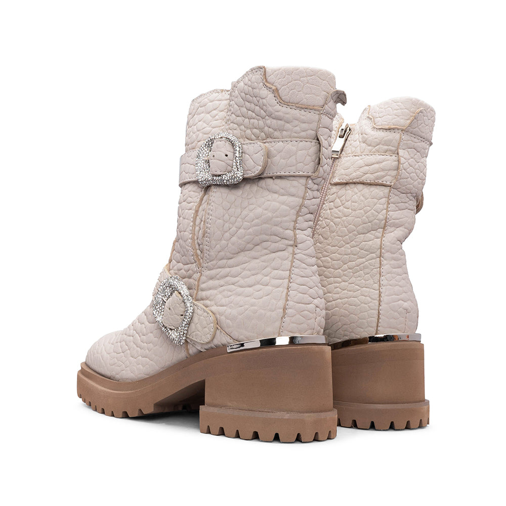 Bota Casual Mulher Pele Bege
