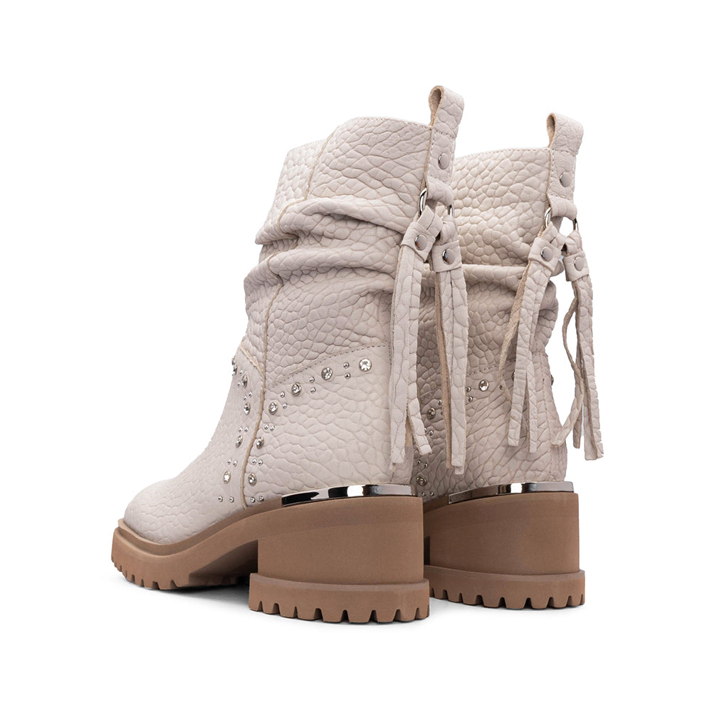 Bota Casual Mulher Pele Bege
