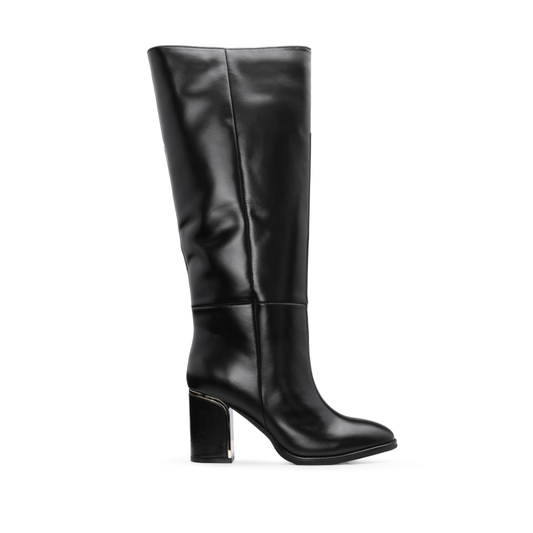 Bota Cano Alto Mulher Pele Preto