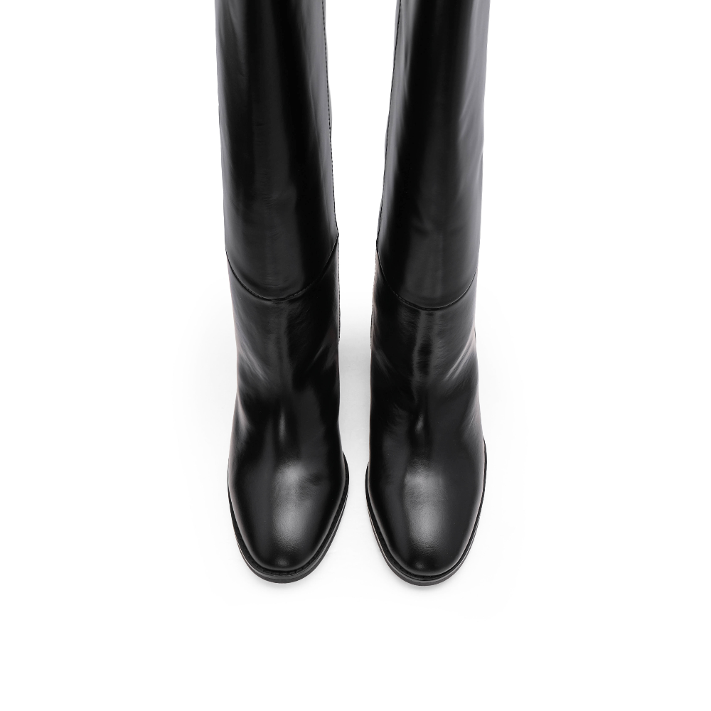 Bota Cano Alto Mulher Pele Preto