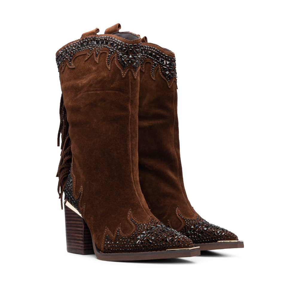 Bota Texana Mulher Camurça Camel