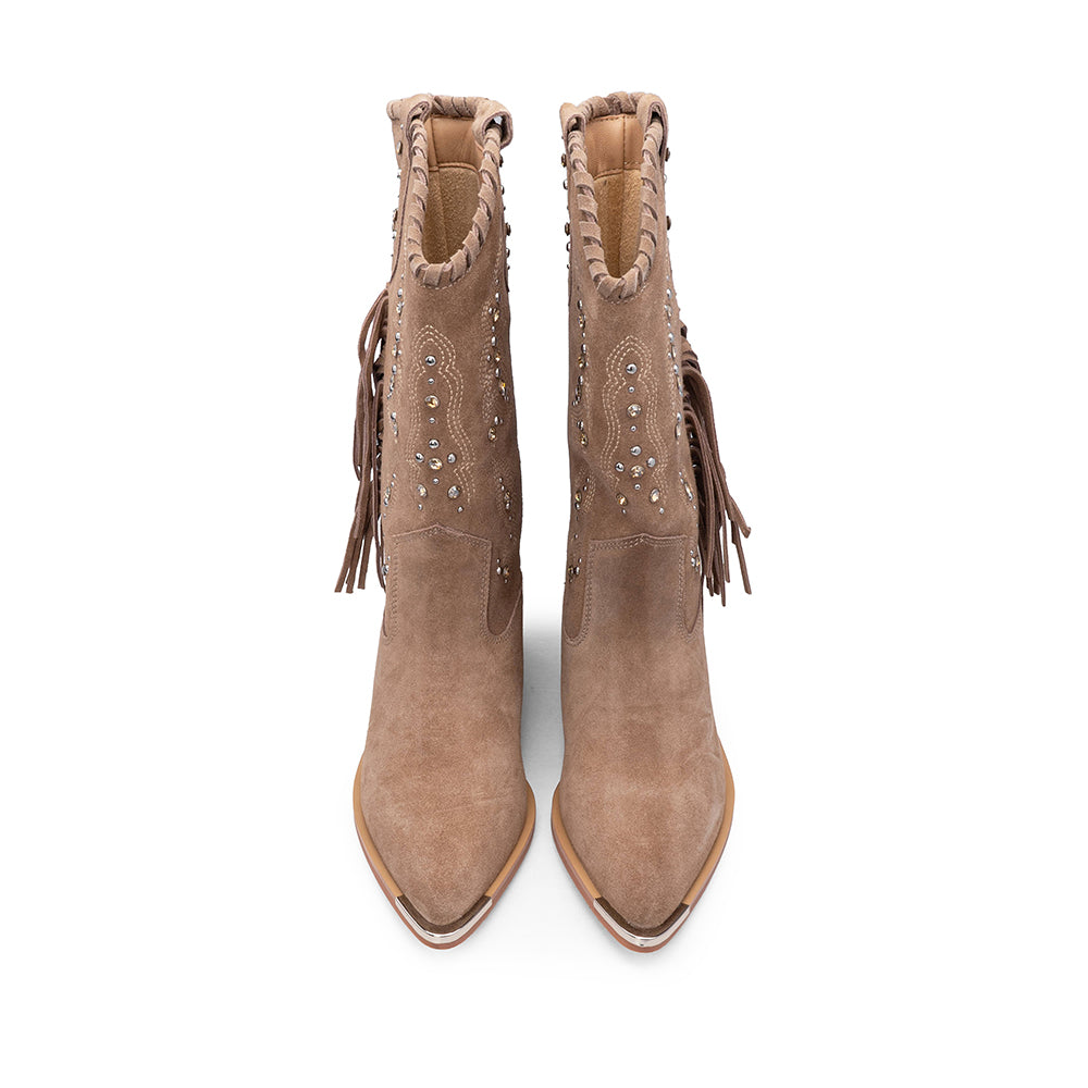 Bota Texana Mulher Camurça Bege