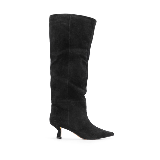 Bota Cano Alto Mulher Camurça Preto