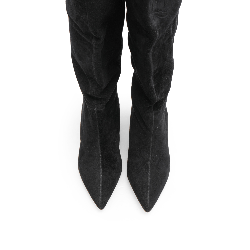 Bota Cano Alto Mulher Camurça Preto