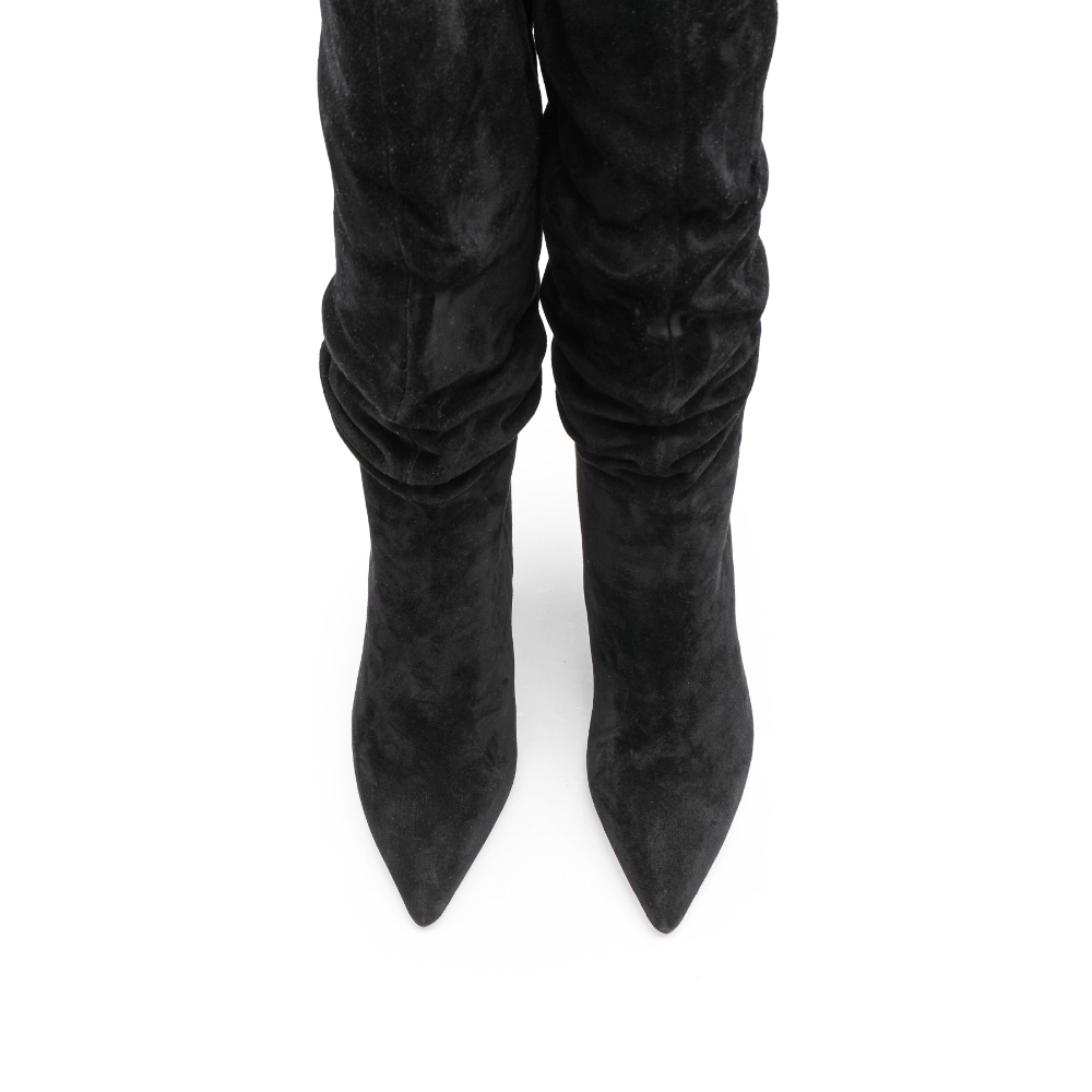 Bota Cano Alto Mulher Camurça Preto