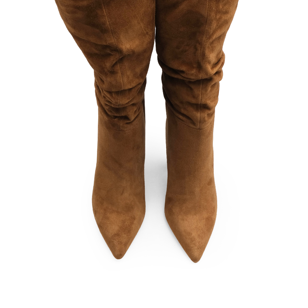 Bota Cano Alto Mulher Camurça Camel