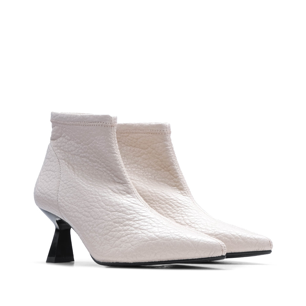 Botim Salto Alto Mulher Pele Bege