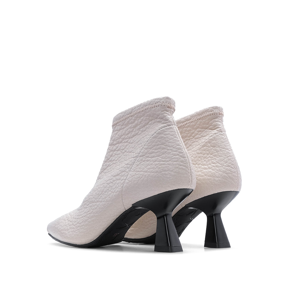 Botim Salto Alto Mulher Pele Bege