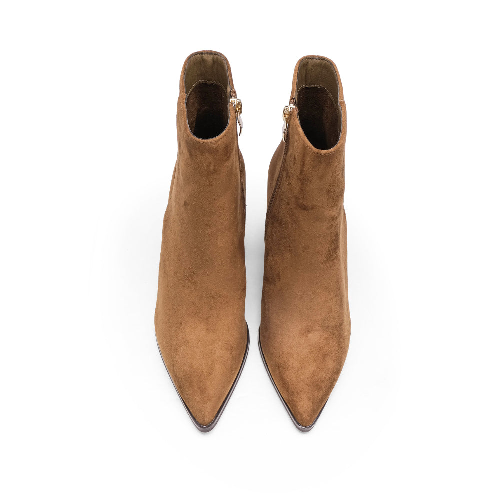 Botim Salto Alto Mulher Camel