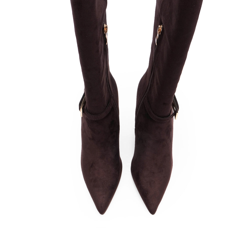 Bota Cano Alto Mulher Café
