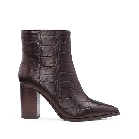 Botim Salto Alto Mulher Animal Print Café